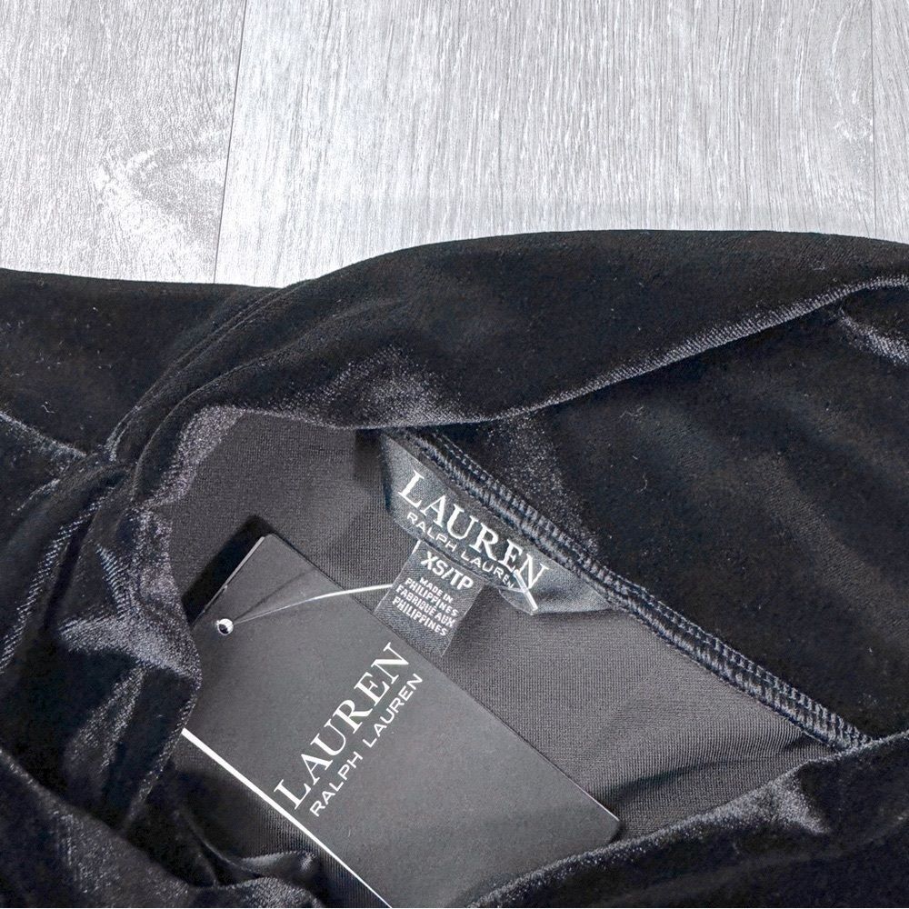 Ralph Lauren Women's XS NWT Black Velvet Off The Shoulder Long Sleeve Top New - Picture 3 of 6